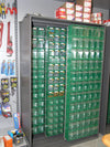 Armadio Madia in metallo con pannelli scorrevoli e cassetti porta minuteria cm. 248x60x195h