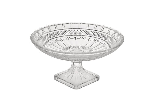 Alzatina in vetro trasparente Ø32 cm con design elegante, perfetta per servire dolci e frutta.
