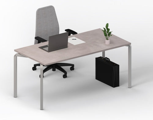 Scrivania operativa con top melaminico e struttura metallica colore alluminio cm. 160x80x75h