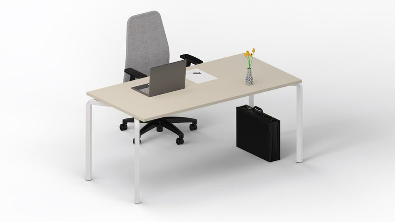 Scrivania moderna per ufficio operativo con struttura in tubolare colore bianco e top in vari colori cm. 160x80x75h