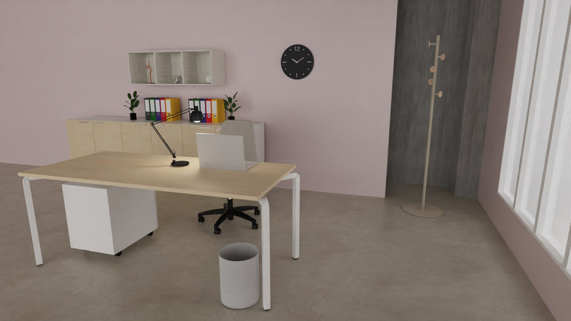Scrivania moderna per ufficio operativo con struttura in tubolare colore bianco e top in vari colori cm. 160x80x75h