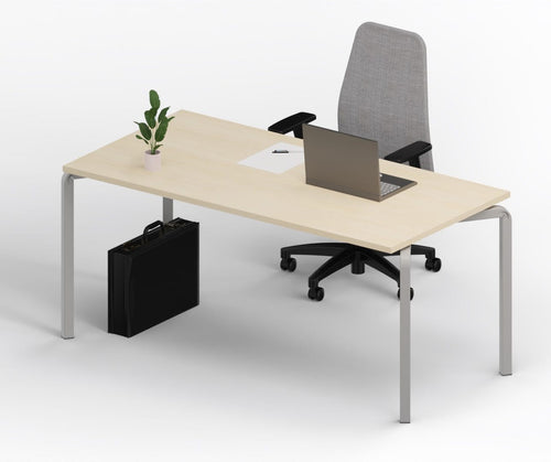 Scrivania moderna con gambe in tubolare colore alluminio e top in melaminico cm. 180x80x75h