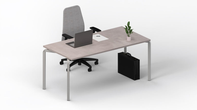 Scrivania moderna con gambe in tubolare colore alluminio e top in melaminico cm. 180x80x75h