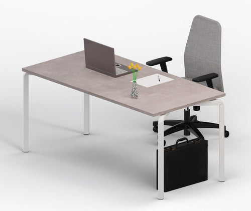 Scrivania operativa con piano in melaminico e struttura in acciaio bianca cm. 180x80x75h