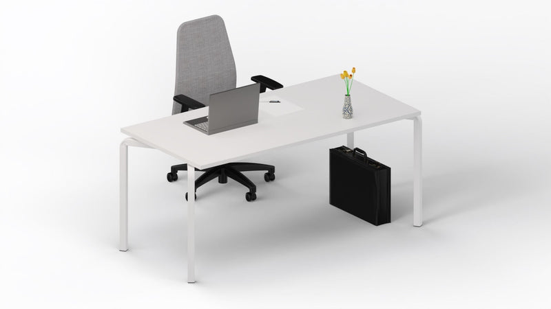 Scrivania operativa con piano in melaminico e struttura in acciaio bianca cm. 180x80x75h