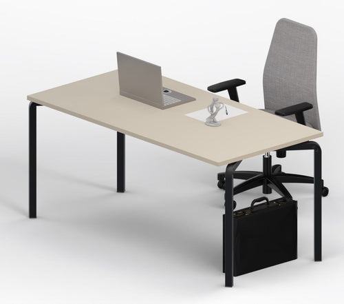 Scrivania operativa con piano melaminico e gambe in acciaio colore nero ghisa cm. 180x80x75h