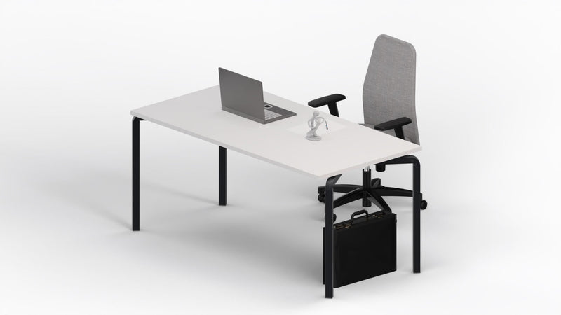 Scrivania operativa con piano melaminico e gambe in acciaio colore nero ghisa cm. 180x80x75h
