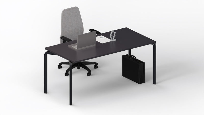 Scrivania operativa con piano melaminico e gambe in acciaio colore nero ghisa cm. 180x80x75h