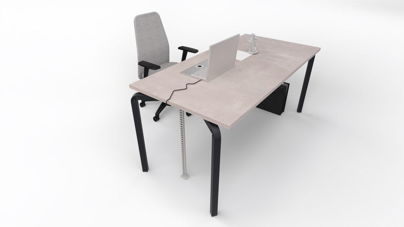 Scrivania operativa con piano melaminico e gambe in acciaio colore nero ghisa cm. 180x80x75h
