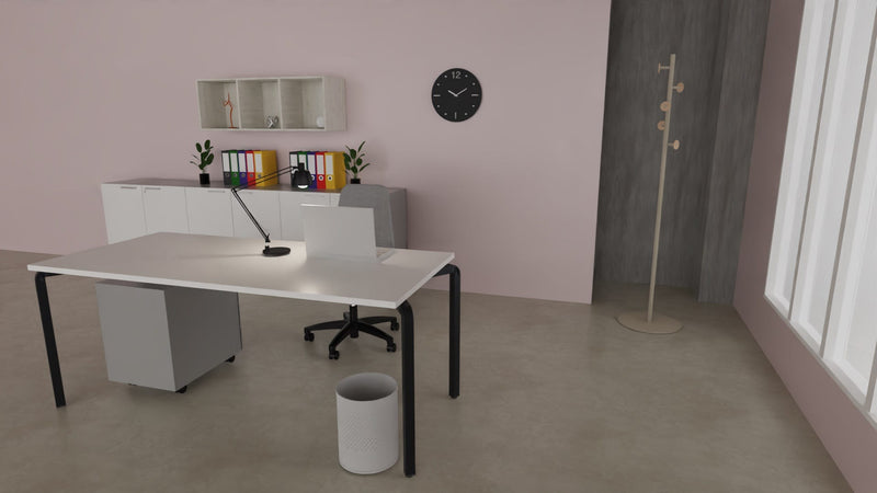 Scrivania operativa con piano melaminico e gambe in acciaio colore nero ghisa cm. 180x80x75h