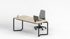 Scrivania moderna con gambe in metallo nero ghisa e piano melaminico cm. 160x80x75h