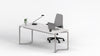 Scrivania moderna con piano melaminico e gambe in acciaio verniciato alluminio cm. 180x80x75h