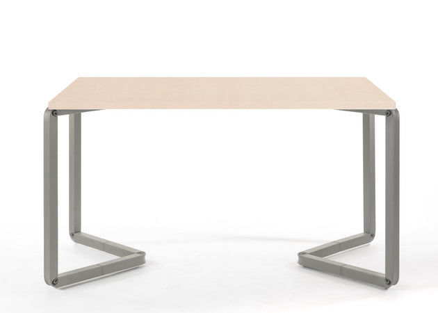 Scrivania moderna con piano melaminico e gambe in acciaio verniciato alluminio cm. 180x80x75h
