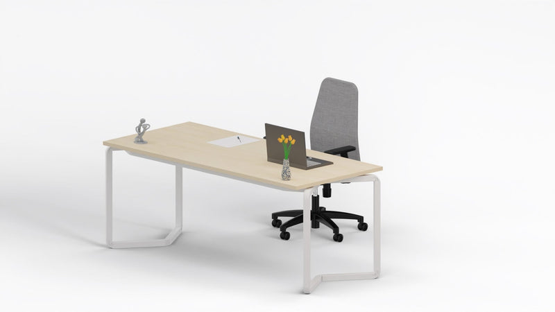 Scrivania con top in melaminico e struttura in acciaio bianco cm. 180x80x75h