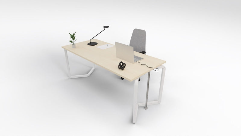 Scrivania con top in melaminico e struttura in acciaio bianco cm. 180x80x75h