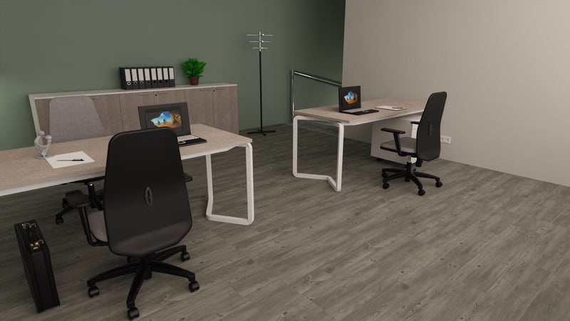 Scrivania con top in melaminico e struttura in acciaio bianco cm. 180x80x75h