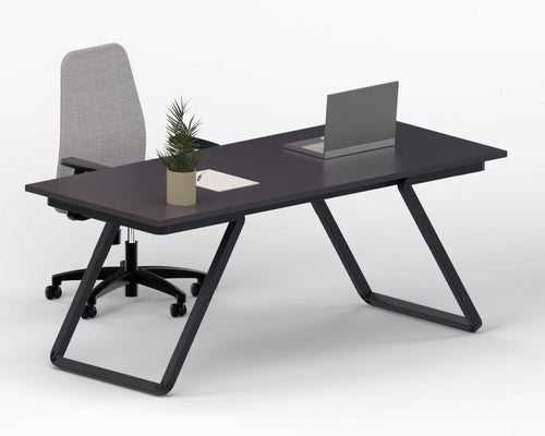 Scrivania con top in melaminico e gambe metalliche nero ghisa cm. 160x80x75h