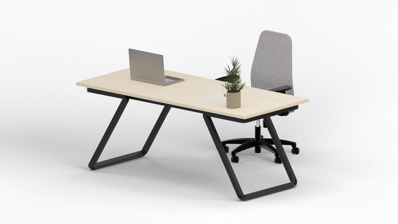 Scrivania con top in melaminico e gambe metalliche nero ghisa cm. 160x80x75h