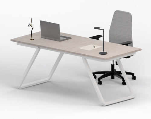 Scrivania moderna per ufficio con piano melaminico e struttura in acciaio verniciato bianco cm. 180x80x75h