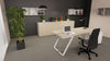 Scrivania moderna per ufficio con piano melaminico e struttura in acciaio verniciato bianco cm. 180x80x75h
