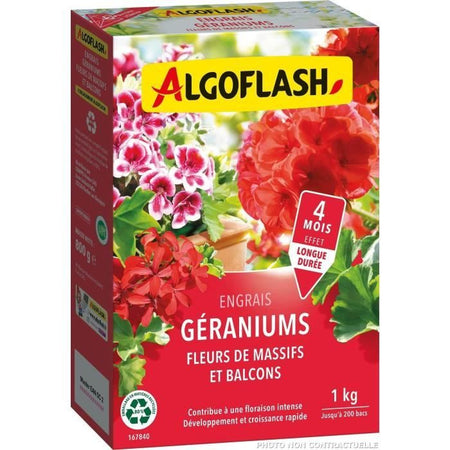 Fertilizzanti di geranio, fiori di letti e balconi - Algoflash naturasol - 1 kg