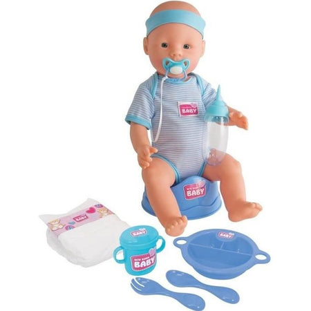 NEW BORN BABY Blue Baby Doll 43cm Beve pipì