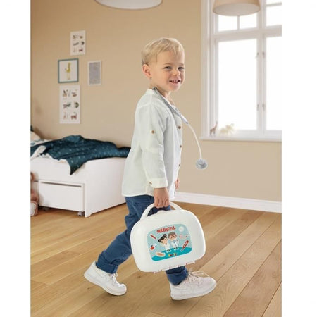 Smoby - Vanity Docteur - Cartella con manico - 15 accessori inclusi - Made in France