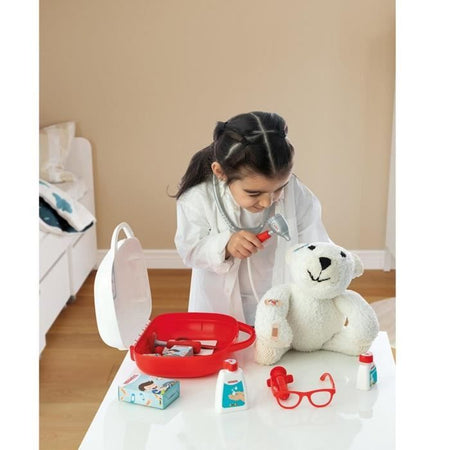 Smoby - Vanity Docteur - Cartella con manico - 15 accessori inclusi - Made in France