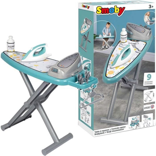 Smoby - Asse da stiro con stazione vapore + 9 accessori - Giochi di imitazione per la casa - H48 cm - Prodotto in Francia - Dai 3 anni
