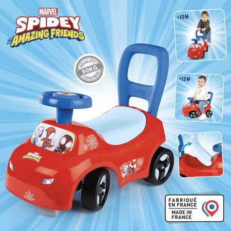 Smoby - Trasportino auto 2 in 1 - Spidey - Box sottosella + clacson - A partire da 10 mesi - Prodotto in Francia