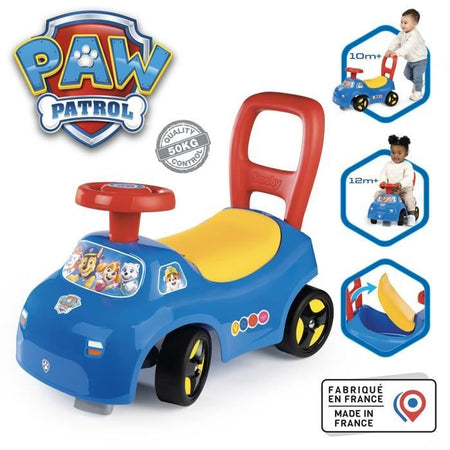 Smoby - Trasportino auto 2 in 1 - Paw Patrol - Scatola sottosella + clacson - A partire da 10 mesi - Prodotto in Francia