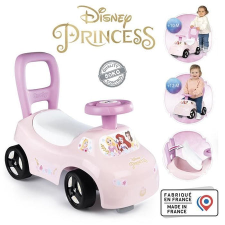 Smoby - Trasportino auto 2 in 1 - Disney Princess - Scatola sottosella + clacson - A partire da 10 mesi - Prodotto in Francia