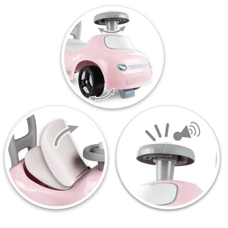 Smoby - Marsupio 2 in 1 - Auto Pink - Box sottosella + clacson - A partire da 10 mesi - Prodotto in Francia