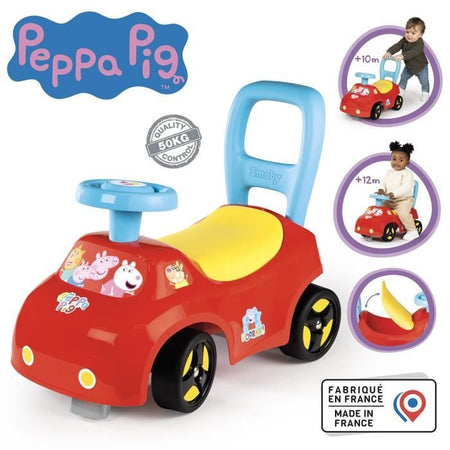 Smoby - Trasportino auto 2 in 1 - Peppa Pig - Scatola sottosella + clacson - A partire da 10 mesi - Prodotto in Francia