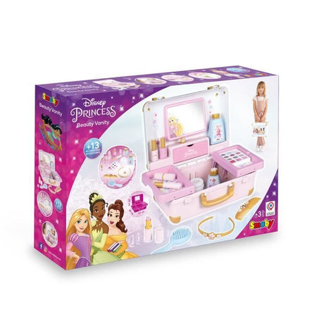 Smoby - Disney Princess - Valigia beauty facile da trasportare - 13 accessori inclusi: acconciatura, unghie, trucco - Fabricatio
