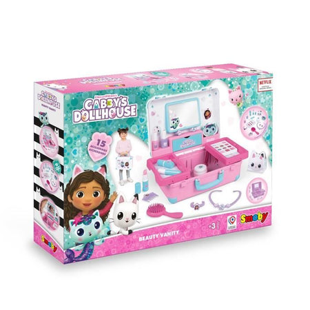 Smoby - Gabby e la Casa Magica - Valigia beauty facile da trasportare - 13 accessori inclusi: acconciatura, unghie, trucco -