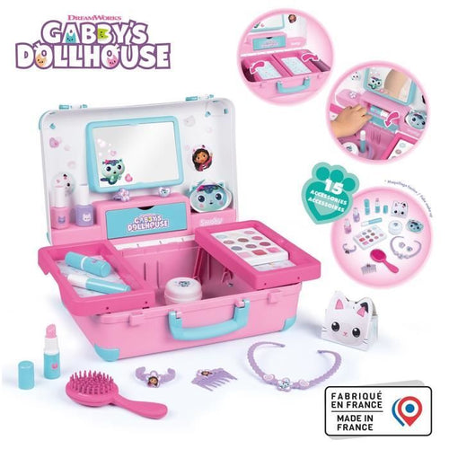 Smoby - Gabby e la Casa Magica - Valigia beauty facile da trasportare - 13 accessori inclusi: acconciatura, unghie, trucco -