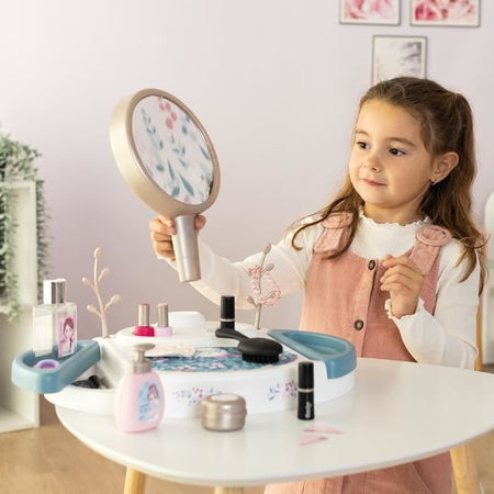 Smoby - My beauty studio - Toilette da tavolo con specchio inclinabile e rimovibile - 15 accessori per ciuccio - Prodotto in Francia
