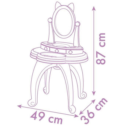 Smoby - Gabby e la Casa Magica - Toeletta per bambini 2 in 1 - Sgabello incluso - 12 accessori - Specchio orientabile