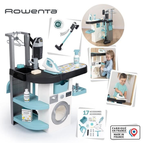 Smoby - Rowenta - Lavanderia per bambini - Gioco d'imitazione - Suoni realistici - 17 accessori realistici