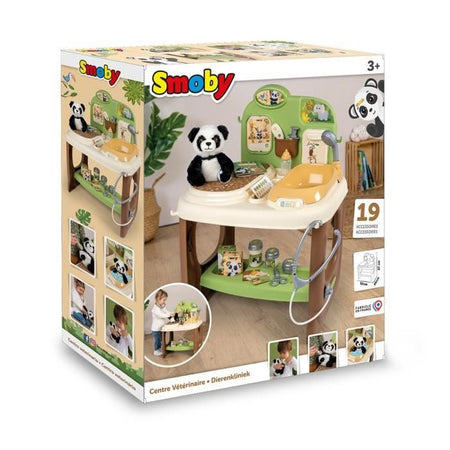 Smoby - Centro Veterinario Zoo - 1 peluche Panda - Tanti accessori e funzioni