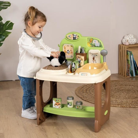Smoby - Centro Veterinario Zoo - 1 peluche Panda - Tanti accessori e funzioni