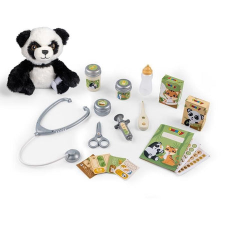 Smoby - Centro Veterinario Zoo - 1 peluche Panda - Tanti accessori e funzioni
