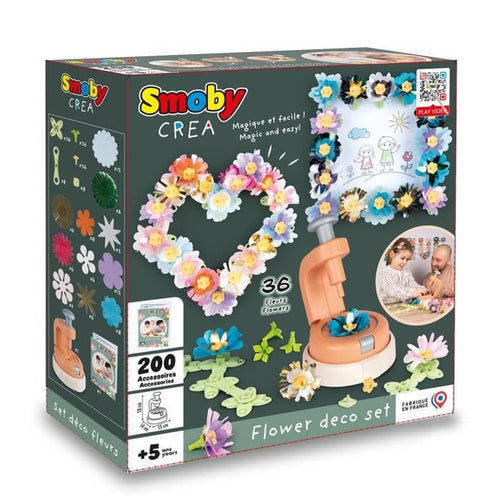 Smoby - Tempo libero creativo - Set creazione fiori, oggetti decorativi - 200 accessori - Prodotto in Francia