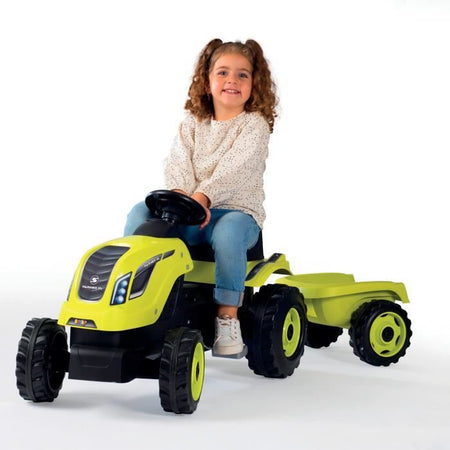 Smoby Farmer XL Pedal Tractor + Trailer - Green