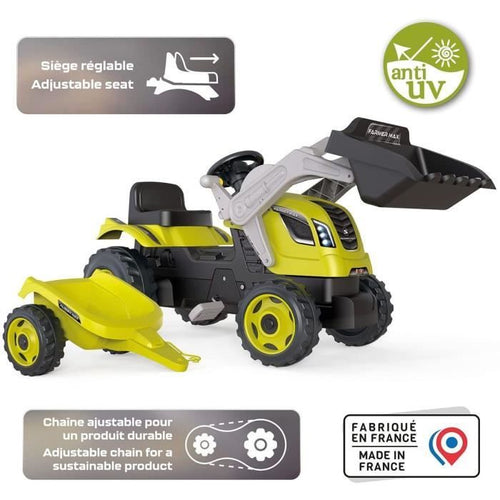 Smoby Farmer Max Pedal Tractor + Trailer + Shovel - Green