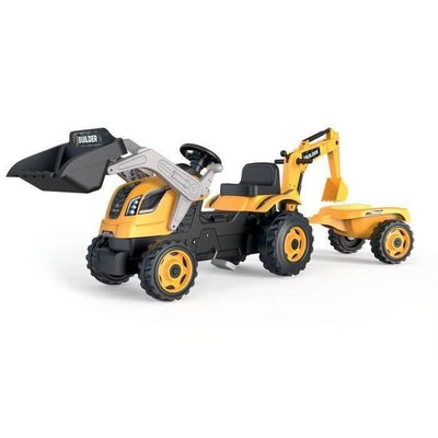 Trattore a pedale Smoby Max Builder + Trailer + Pelleter + Shovel - Orange