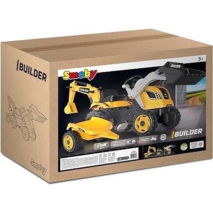 Trattore a pedale Smoby Max Builder + Trailer + Pelleter + Shovel - Orange