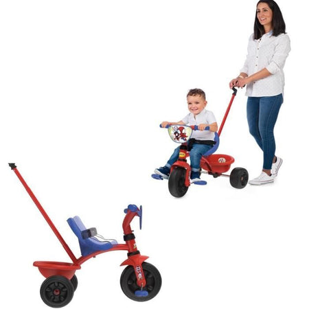 Smoby - Triciclo Be Fun - Spidey - Escalable de 15 meses a 3 aos - Bastón parental regulable en 3 posiciones - Cinturón de seguridad