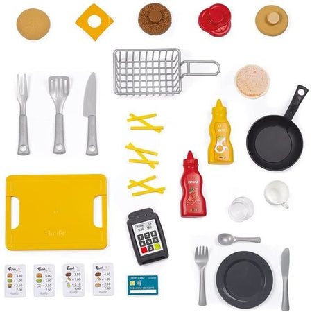 Smoby - Food Corner Restaurant - Kitchen Resto con lettore CB - 29 Accessori - Imitazione Giocattolo per Bambini